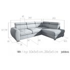 Cegléd sarokgarnitúra L - balos - kék színben