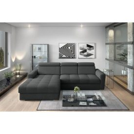   Nagykanizsa sarok ülőgarnitúra - balos 295 cm X 189 cm - fekete színben