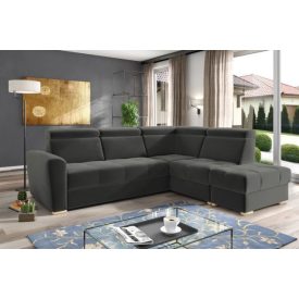   Nagykanizsa sarokgarnitúra puffal - jobbos 274 cm X 231 cm - fekete színben