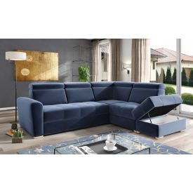   Nagykanizsa sarok ülőgarnitúra puffal  - jobbos 274 cm X 231 cm - sötétkék színben