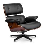 Design fotel Tokió lábtartóval FEKETE BŐR / sötét dió