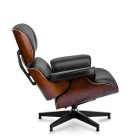 Design fotel Tokió lábtartóval FEKETE BŐR / sötét dió