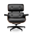 Design fotel Tokió lábtartóval FEKETE BŐR / sötét dió