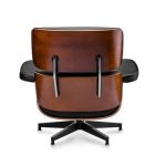 Design fotel Tokió lábtartóval FEKETE BŐR / sötét dió